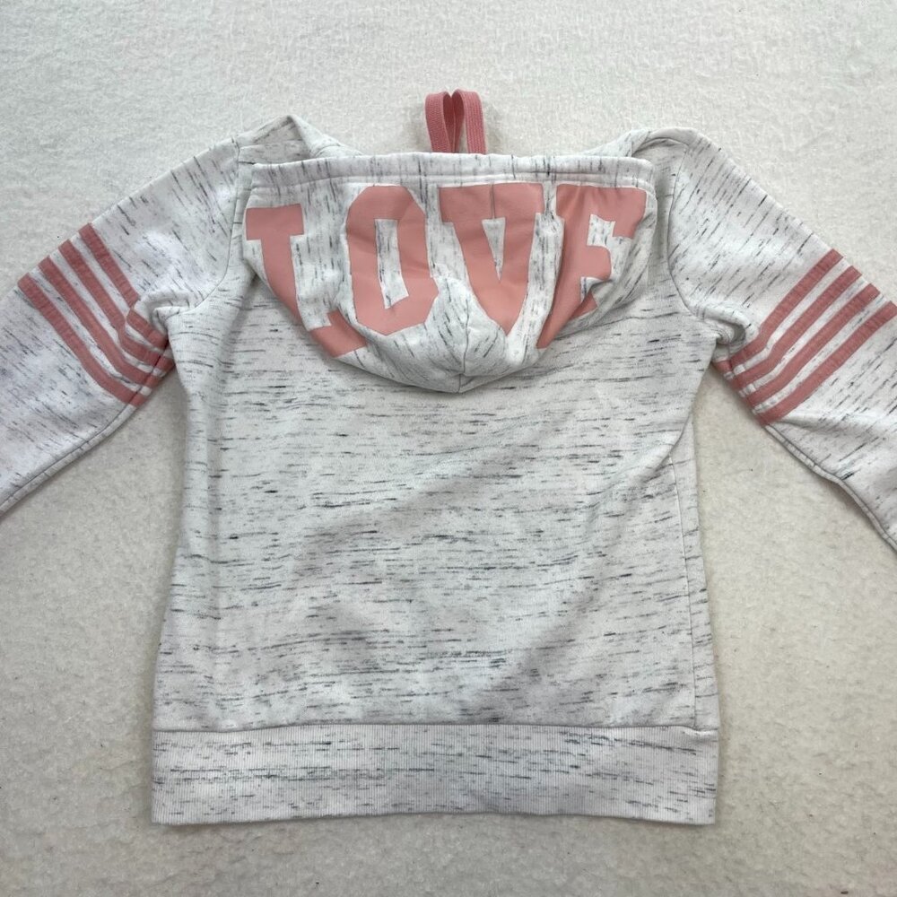 Reflex White and Pink Love Hoodie Sweatshirt Size Small - Picture 2 of 5